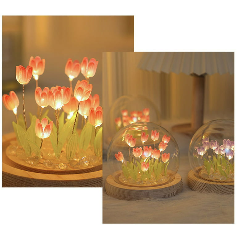 Tulip Night Light Cute Bedroom Room Decor Floral Lamp Valentines