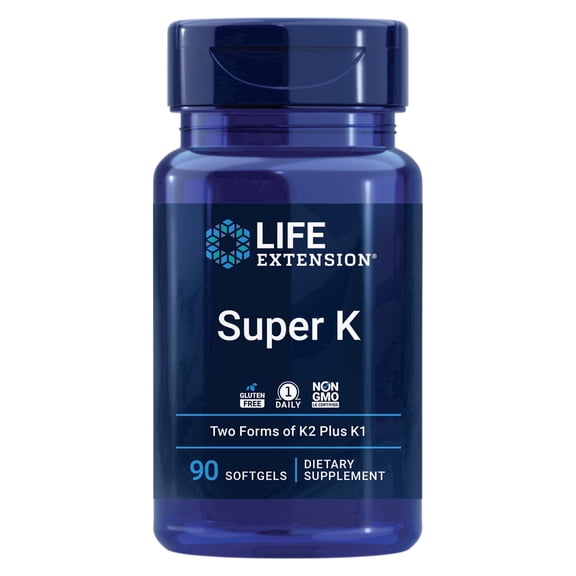 Life Extension® Super K, Vitamin K Supplement, Heart Health, Over 3000 Mcg Vitamin K, 90 Softgels