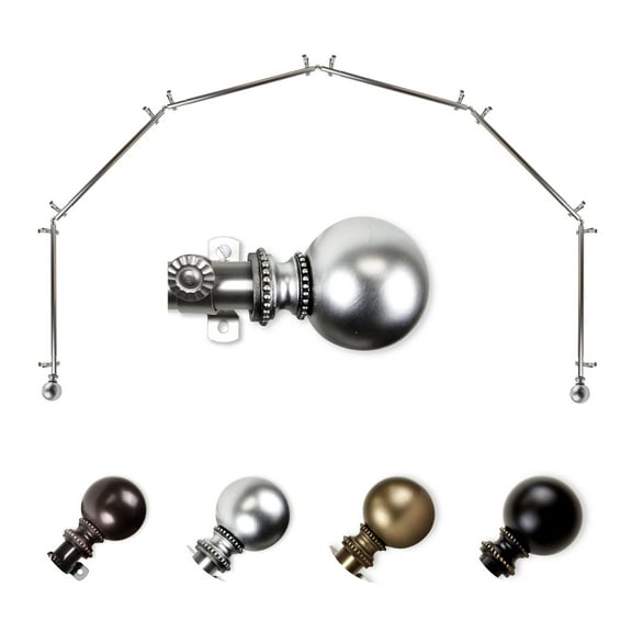 Domovina Elias 13/16" 6-Sided Bay Window Curtain Rod-Color:Satin Nickel,Size:168-288"