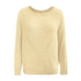 thumbnail image 5 of Yoodem Sweaters for Women Christmas Sweater Womens Off Shoulder Tops Long Sleeve Knit Shirt Crew Neck Pullover Sweater Jumper Tops Casual Warm Sweater Cropped Sweaters for Women Beige XXL, 5 of 6