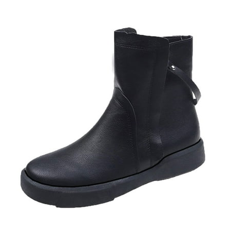 

Luiyenes Boots Women Platform Retro Toe Boots Shoes Zipper Fashion Shoes Round women s boots