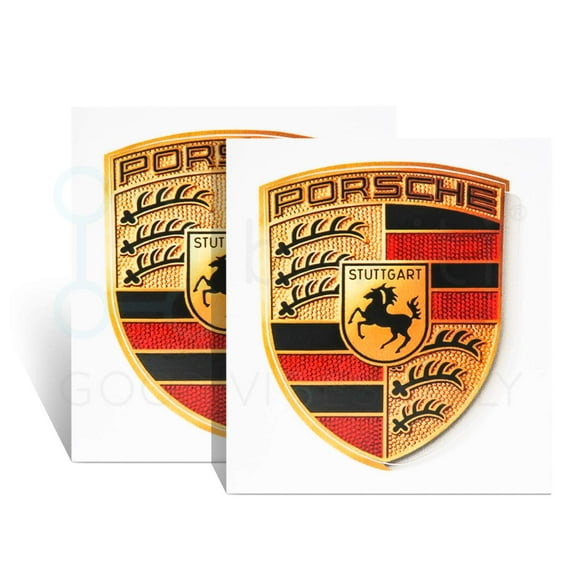 Genuine Crest Synthetic Resin Sticker of Porsche Logo 2 Pack (25.59 in x 20.86 in / 65mm x 53mm) Including Wipe - GT3 RS 4.0/GT2 Style Porsche Emblem
