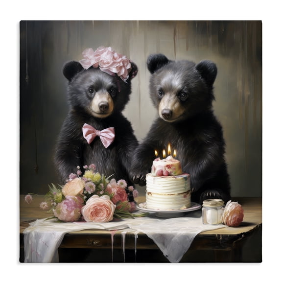 Stupell Industries Eclectic Birthday Cake Bears Canvas Art, 17 x 17, by Ray Powers