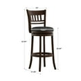 thumbnail image 3 of Weston Home Vertical Design Swivel Dark Cherry Finish Wood Bar Height Stool, Dark Gray Linen, 3 of 6