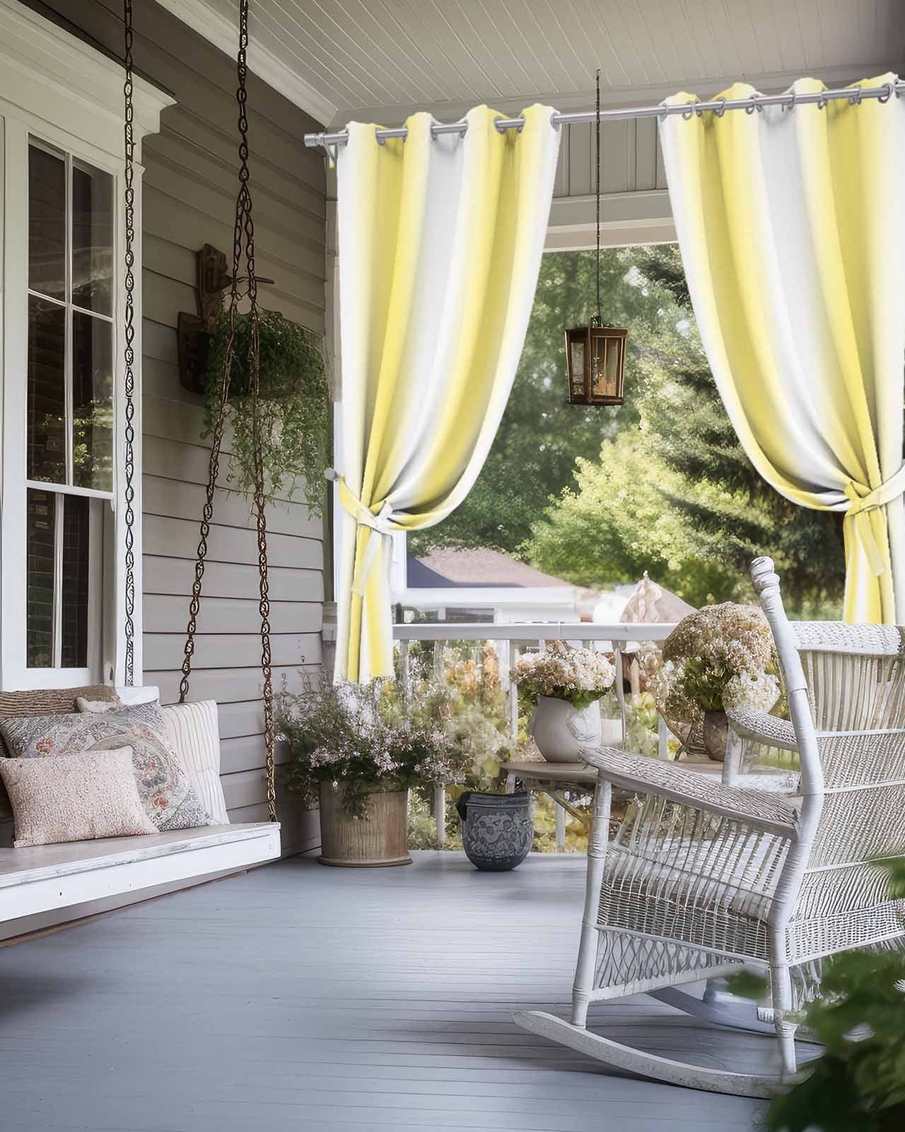 nqOlkjepod Outdoor Curtains for Patio Waterproof, Yellow Ombre Outdoor Privacy Panels Grommet, Farmhouse Modern Art Blackout Outside Curtains for Porch/Cabana/Pergola/Gazebo 54"x84", 1 Panel