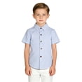 thumbnail image 2 of Striped Tshirts for Children Button Down Collared Shirts Short Sleeve Summer Casual Tops Loose Fit Fashion Versatile Top Blue 140, 2 of 5