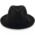 thumbnail image 2 of Journey Black Wool Felt Fedora Hat Crushable & Packable, 100% Australian Wool Felt, Travel Hat with Decorative Band & Walrus Pin - H7009, 2 of 6