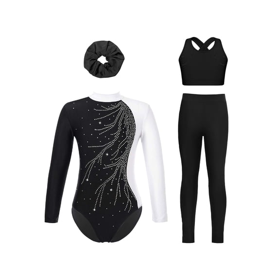 TTAO Youth Girls Activewear Set Sports Tracksuit Athletic Leotard Yoga Workout Gymnastics Outfits Training Suit White 12