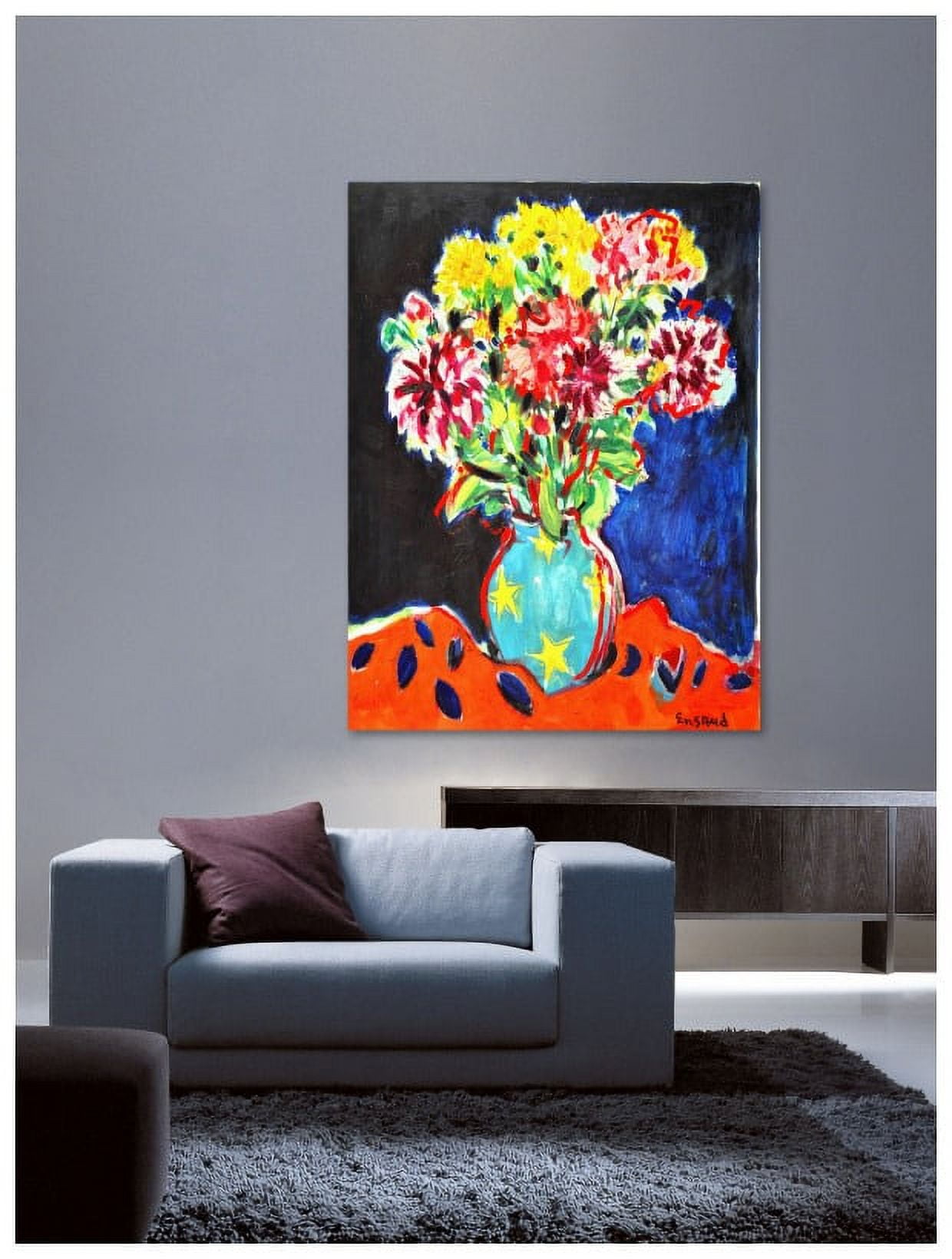 Marmont Hill "Bouquet with Orange Cloth" by Wayne Ensrud Painting Print on Canvas