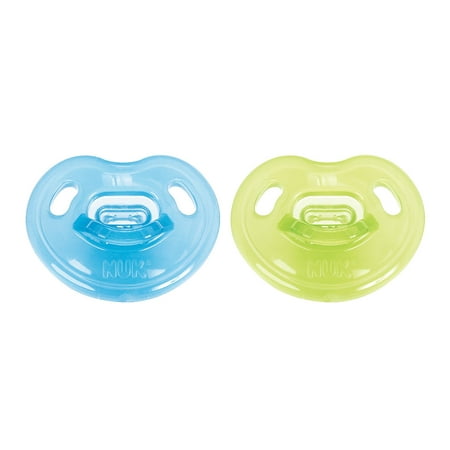 NUK Newborn Orthodontic Pacifier, 0-3 Months, Blue/Green - 2 Count