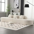 thumbnail image 3 of 130" Curved Sofa Couch for Living Room, Modern Terrycloth Fabric Upholstered Sleeper Sofa with 3 Pillows, Modular Sectional Sofa Set for Bedroom Apartment, No Assembly Required, Beige, 3 of 7