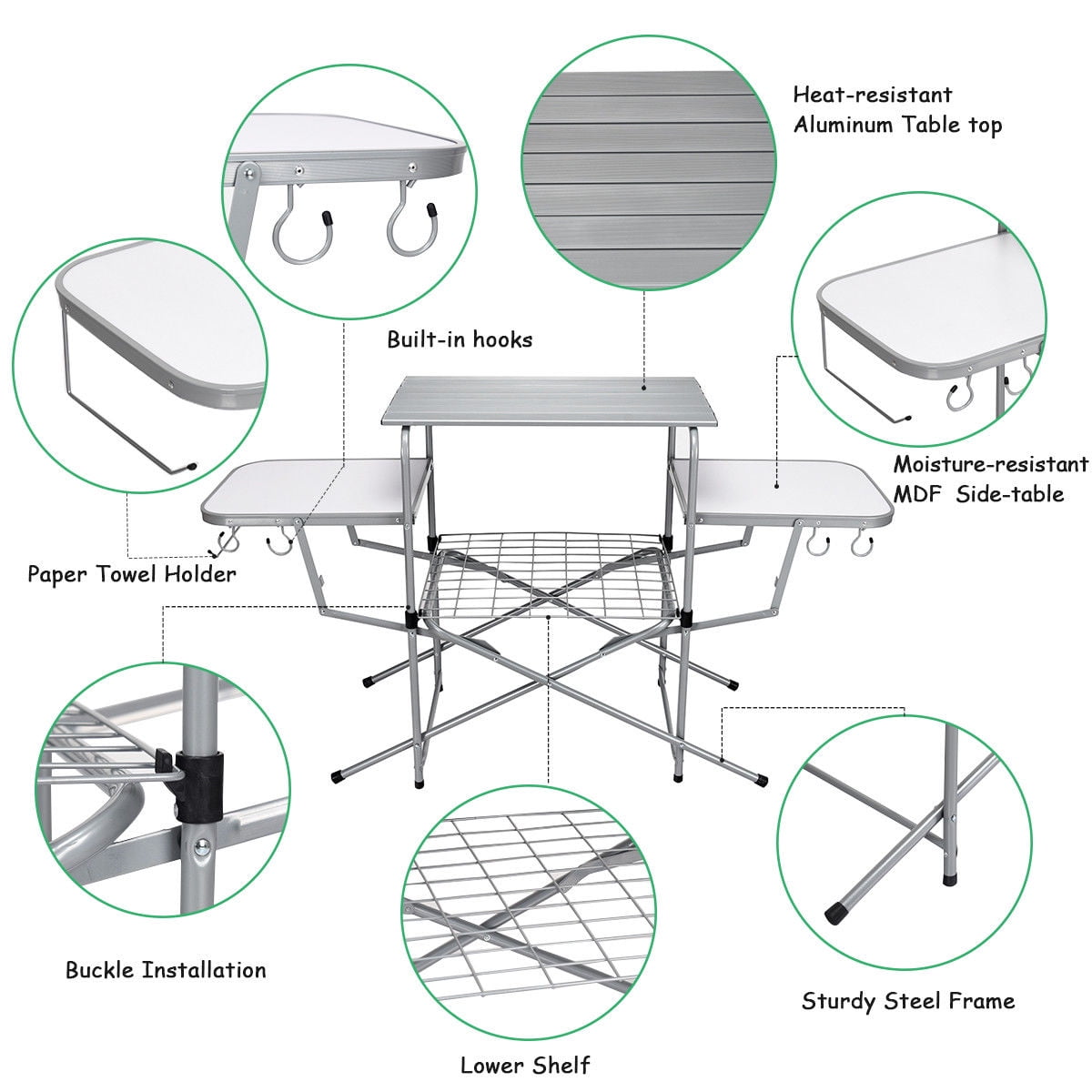 Gymax Fashion Portable Grilling Stand Folding BBQ Table Camping Table with Carrying Bag