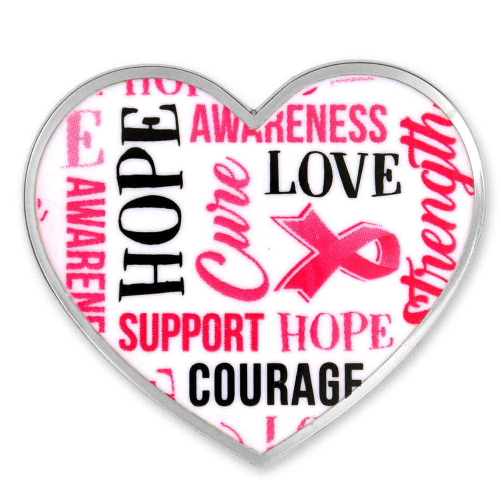 PinMart Pink Breast Cancer Awareness Ribbon Heart Enamel Brooch Pin