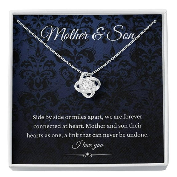 Love Knot, Mother & Son, To Mom Gifts From Son, Gifts For Mom From Son, Mom Necklace, From Son Sentimental Gift For Mom Mother'S Day Gifts, Necklaces with Meaningful Messages Card Inside