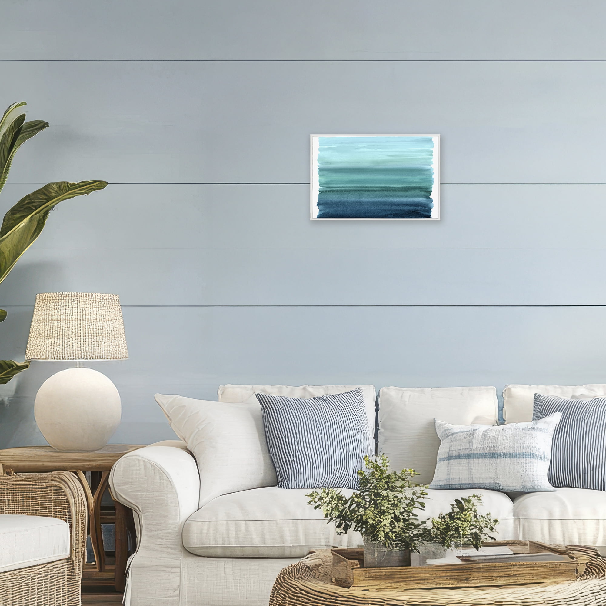 Stupell Industries Ombre Teal Gradient White Framed Giclee Art, design by Allie Corbin