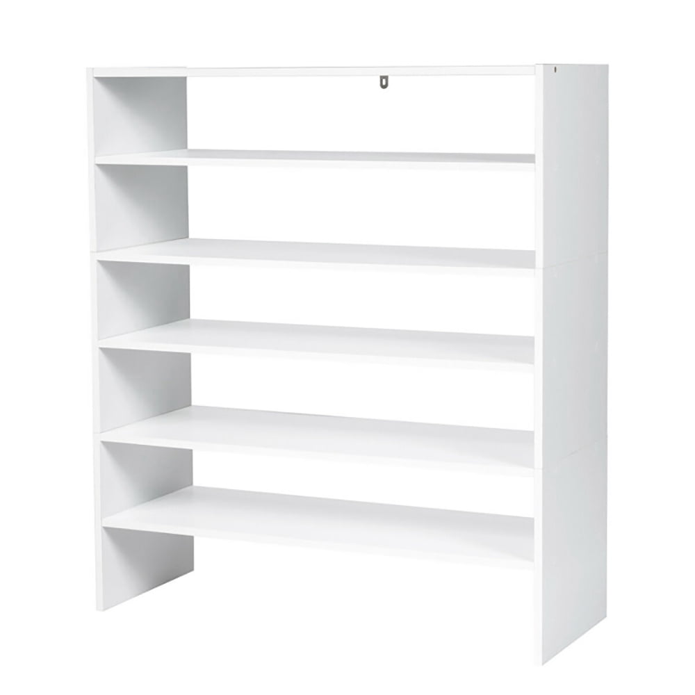 Barara King Shoe Rack, Shoe Organizer, Storage Shoe Shelf, 3 Pieces 31-Inch Stackable Multi-Shape Shoe Rack-White