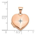 thumbnail image 5 of Lockets 14k Rose Gold Polished Diamond Star 15mm Heart Locket, 5 of 5