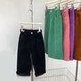 thumbnail image 2 of KAUOD Kids Corduroy Cropped Flare Pants Elastic High Waist Ribbed Bell-Bottom Sweatpants Boys Girls Wide Leg Baggy Trousers, 2 of 4