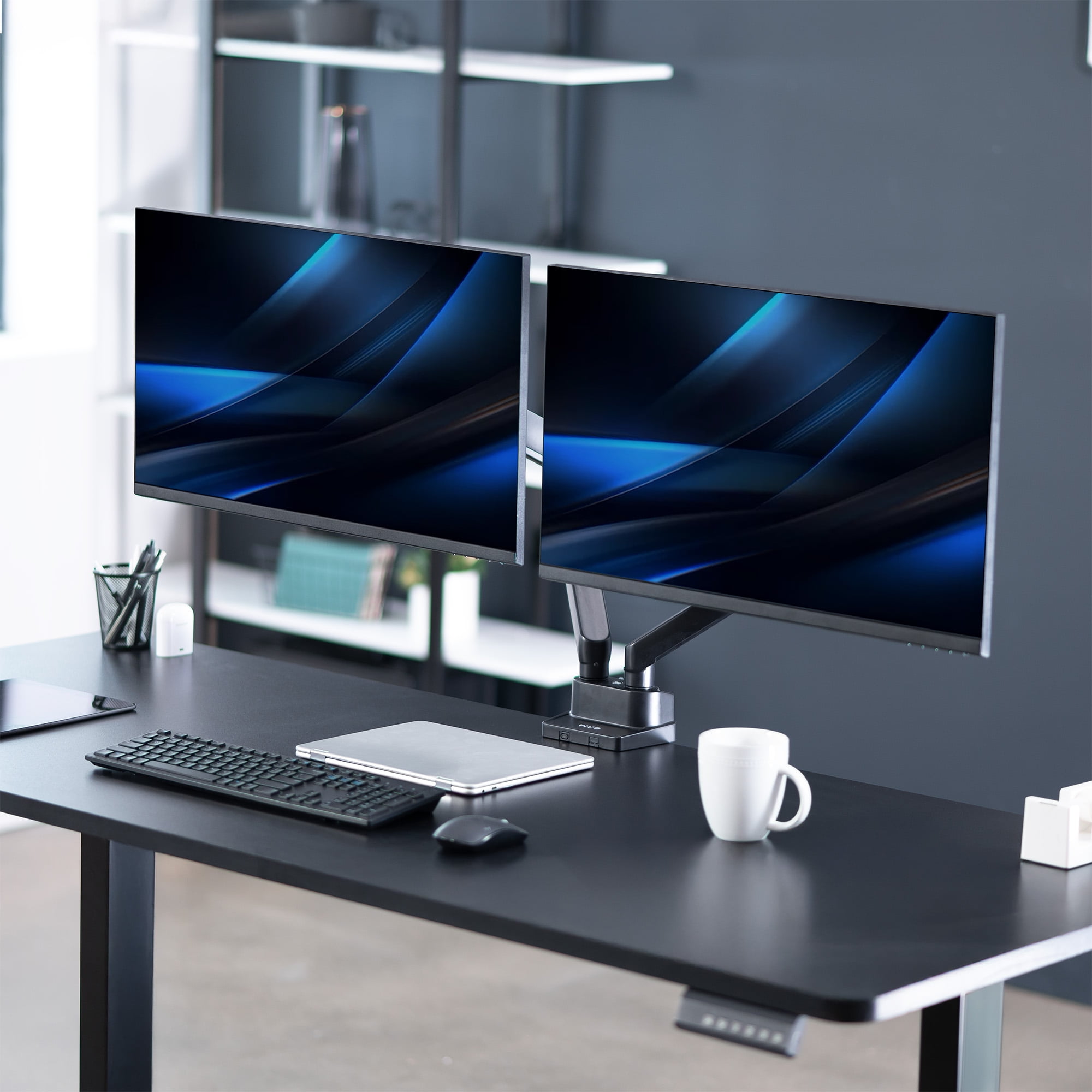 VIVO Premium Aluminum Full Motion Dual Monitor Lift Engine Arm Desk Mount Stand