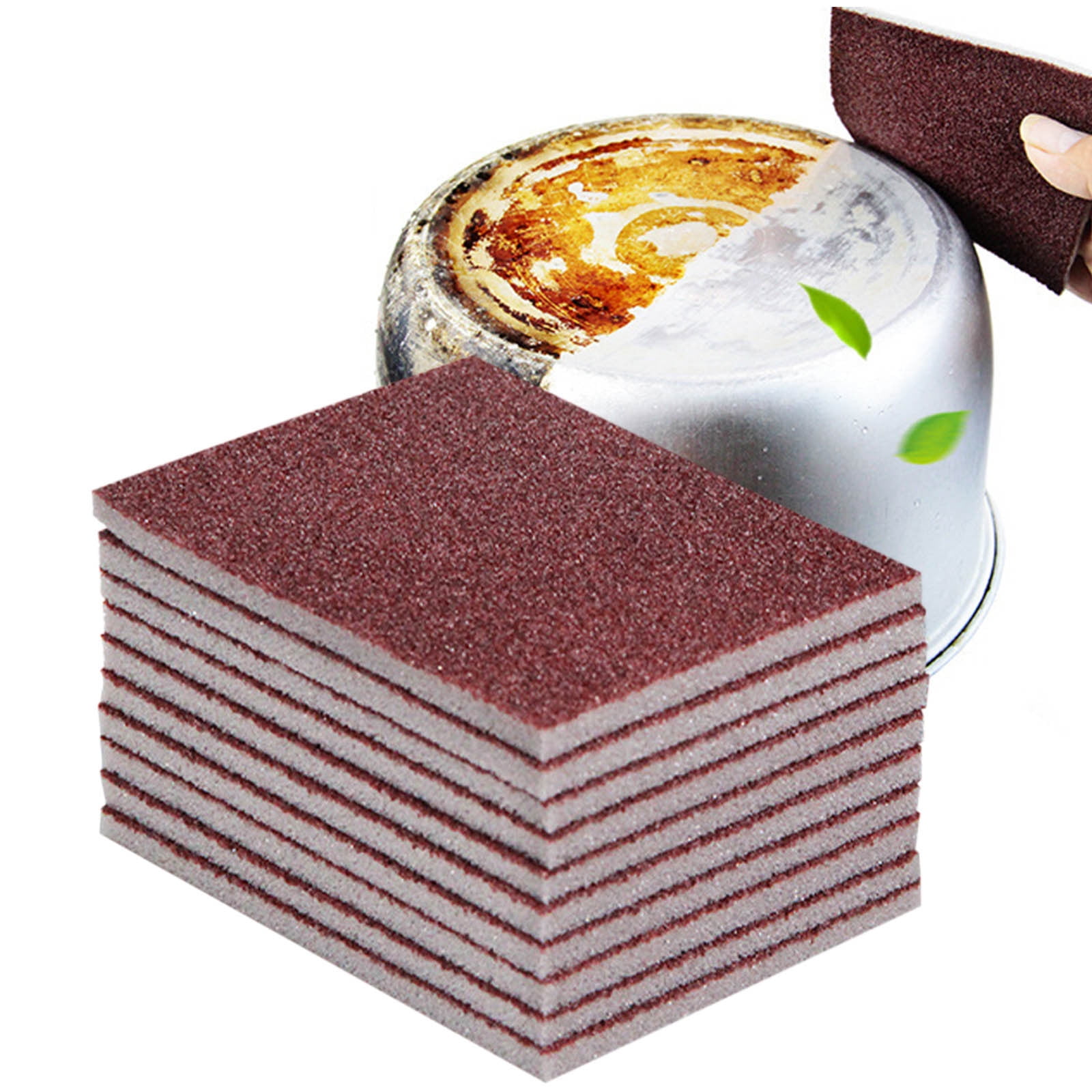 Carborundum Sponge, 10Pcs Emery Sponges for Quick Cleaning, High Density Kitchen Cleaning Tool 7x9x0.5CM, Non-Scratch Stubborn Stain Remover for Pots Pans Tires