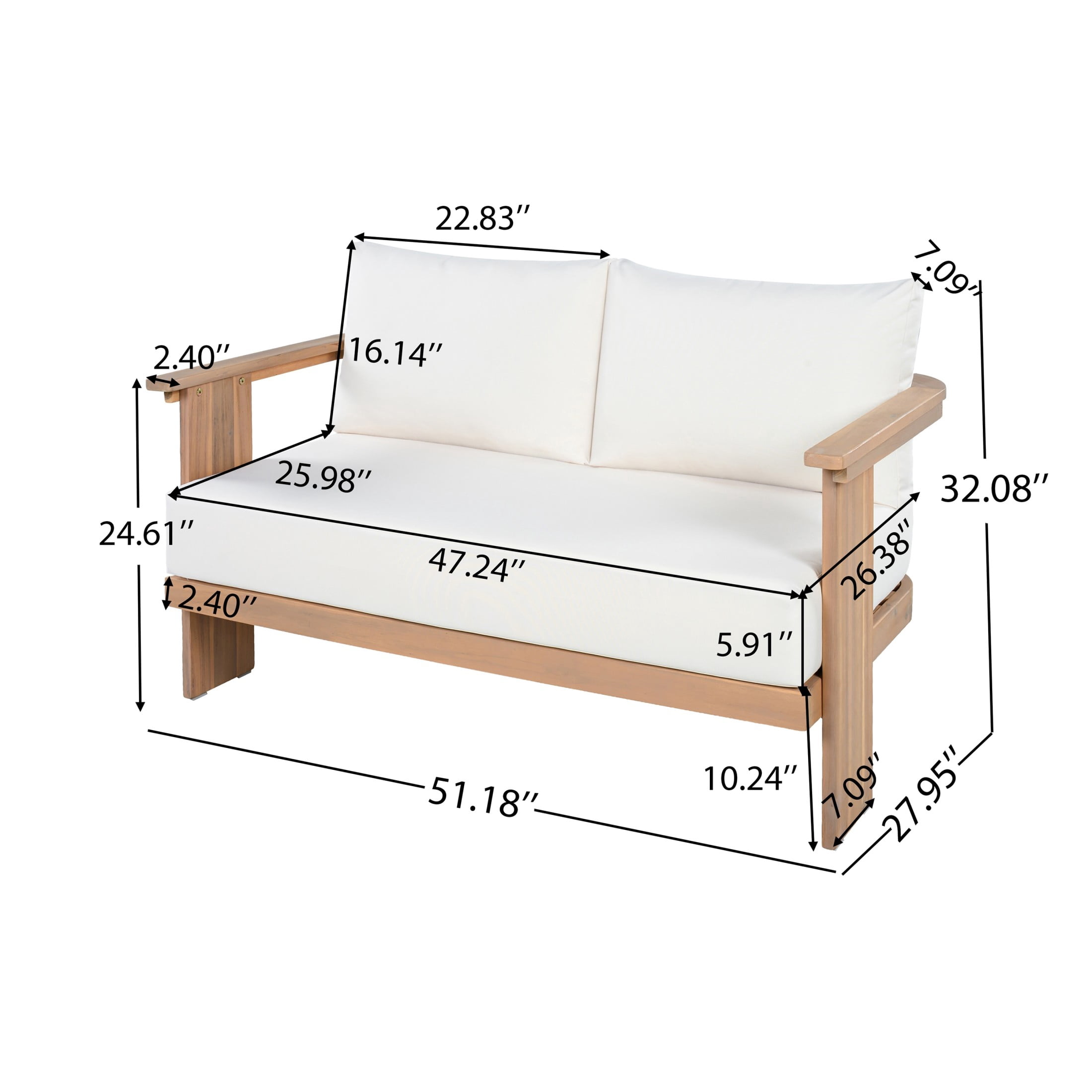 Christopher Knight Home 4-Piece Patio Conversation Set with Coffee Table, Beige Cushions, Light Teak