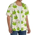thumbnail image 3 of Lafuoo Green Frog Pattern Men's Cuban Collar Short Sleeve Shirt, Button-Down Resort Beach Pocket Shirt-XX-Large, 3 of 7