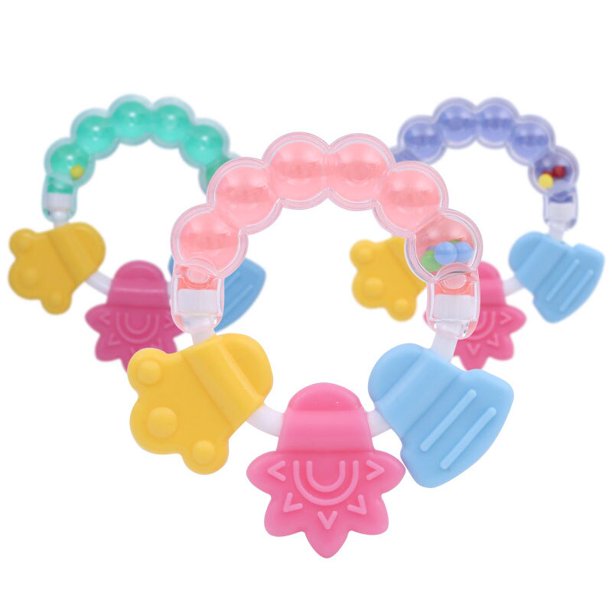 Toys Baby Rattles Newborn Baby Rattles Teether Toy Teeth Biting Babies Toddler Bed Bell Silicone Handbell Jingle Cartoon heqiyong LED