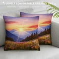 thumbnail image 3 of Creowell Mountain Flowers Grass Pillow Covers for Couch Sofa Indoor Outdoor Throw Pillow Cover Short Plush Style 1PC 20x20in, 3 of 5