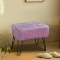 thumbnail image 5 of Home Soft Things Textured Velvet Ottoman Stool Chair, Upholstered Footrest with Black Metal Legs, Mauve Shadows, 19" x 13" x 17", 5 of 7