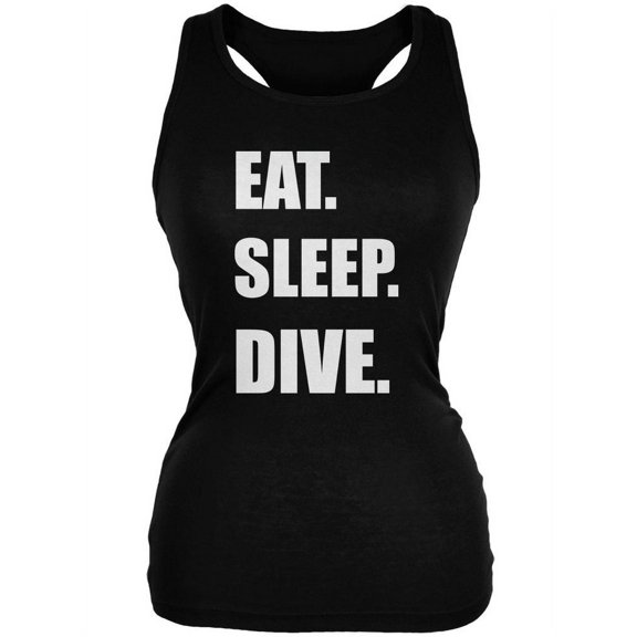 Eat Sleep Dive Black Juniors Soft Tank Top - X-Large
