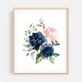 thumbnail image 2 of Navy and Blush Flowers, Watercolor Flowers, Roses, Greenery, Girl Nursery - Illustration Unframed Wall Art Print 8 x 10 inches, 2 of 12
