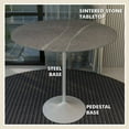 thumbnail image 2 of LeisureMod 48" Round Bar Height Dining Table with Sintered Stone Top and White Stainless Steel Pedestal Base for Modern Kitchen Verve Collection in Marble Grey, 2 of 8