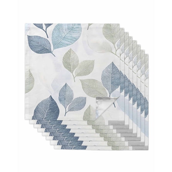 Hokiten Kitchen Dinner Napkins Set of 8 Sage Green Blue Leaves Cloth Napkins Reusable Washable Table Napkins for Weddings Cocktail Parties Holiday Table Decor 20x20 Inch