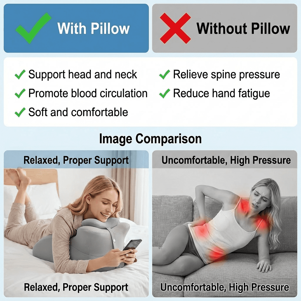 Memory Foam Wedge Pillow for Prone Reading & Bed Sitting – Ergonomic Multi-Position Support Cushion for Back Pain Relief, Leg Elevation, and Acid Reflux – Removable Cover, Gray