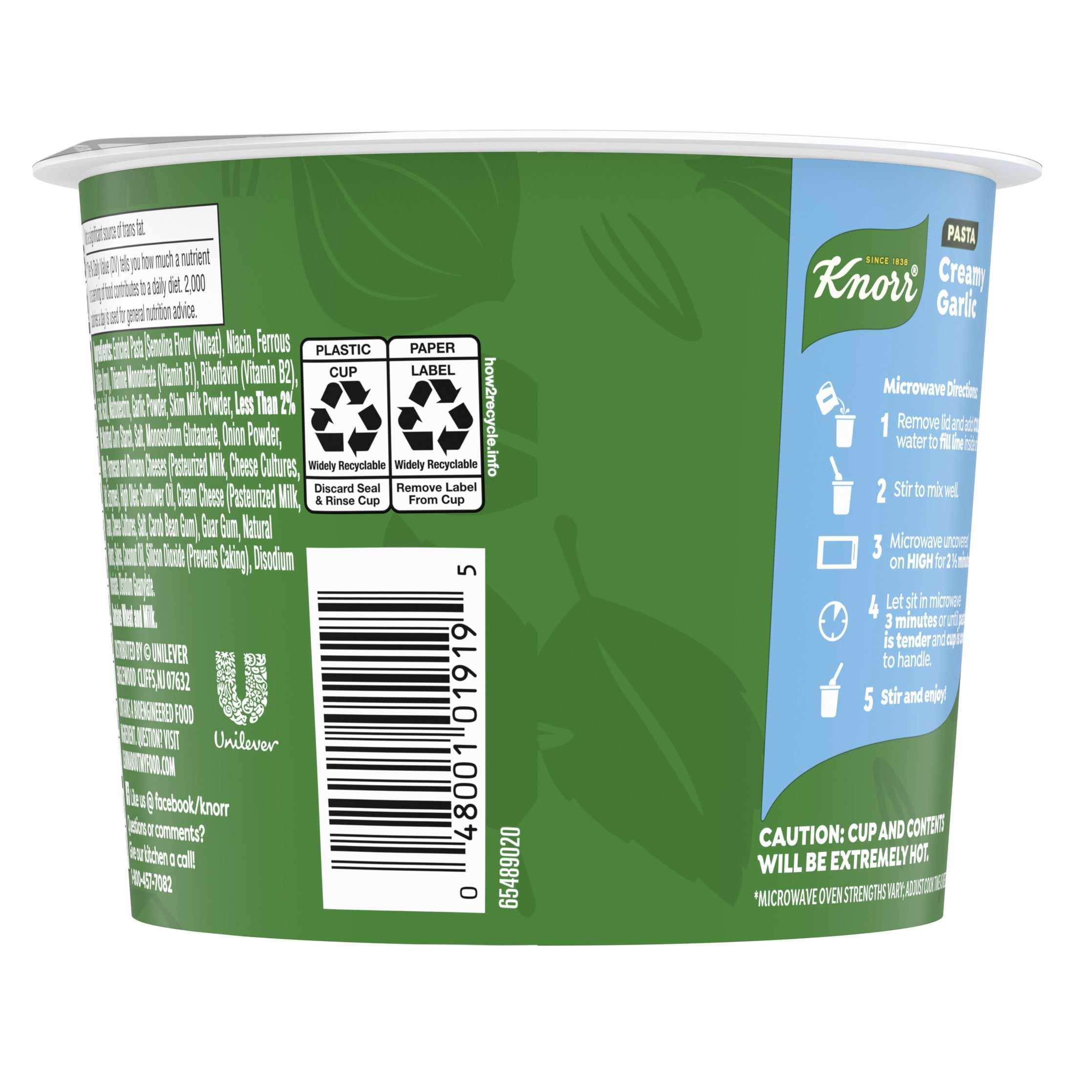(6 pack) Knorr Sides Creamy Garlic Pasta Cup 1.7oz, Made With Real Cheese