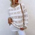 thumbnail image 1 of Qertyioot Hiver Mode Femmes Pull Imprimé de Noël, Manches Longues Col Rond Chaud Tendance en Vrac Tricoté Tops, 1 of 5