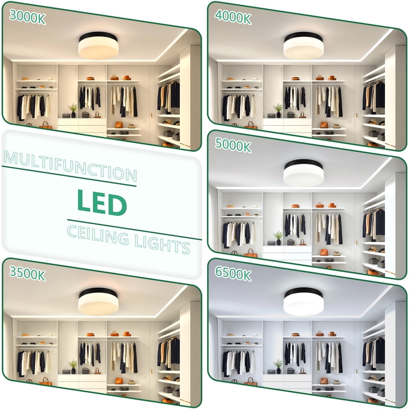 TICOZE 1 PACK LED Flush Mount Ceiling Light Fixture, Modern Kitchen Recessed Ceiling Lamp 24W 12 Inch Closet Round Surface for Bathroom Laundry Bedroom Hallway