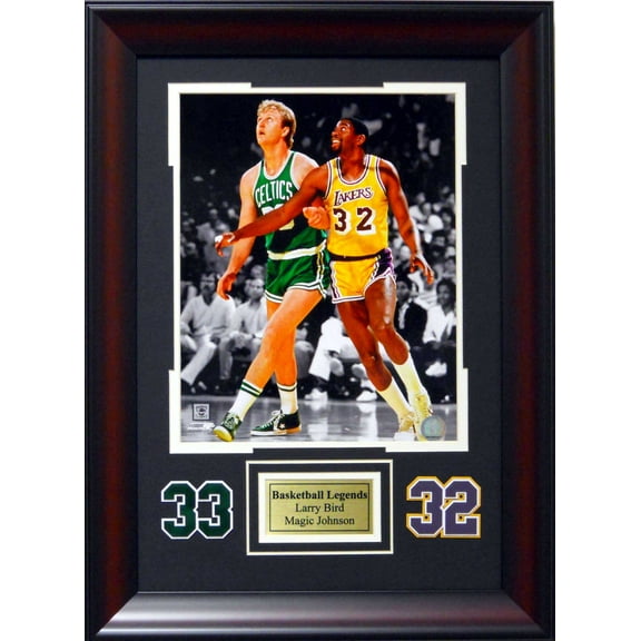 Boston Celtics Larry Bird and LA Lakers Magic Johnson Spotlight Framed Picture