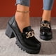 thumbnail image 2 of Mujeres Tacones Altos Redondo Dedo Del Pie Grueso Mochilas, Zapatos Casuales de las Mujeres Estilo Vintage Suela Gruesa, 2 of 9