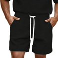 thumbnail image 2 of Migroa Mens Casual Shorts Outdoor Beach Shorts Elastic Waist Drawstring Athletic Workout Gym Jogger Shorts for Running Vacation with Pockets Black L, 2 of 5