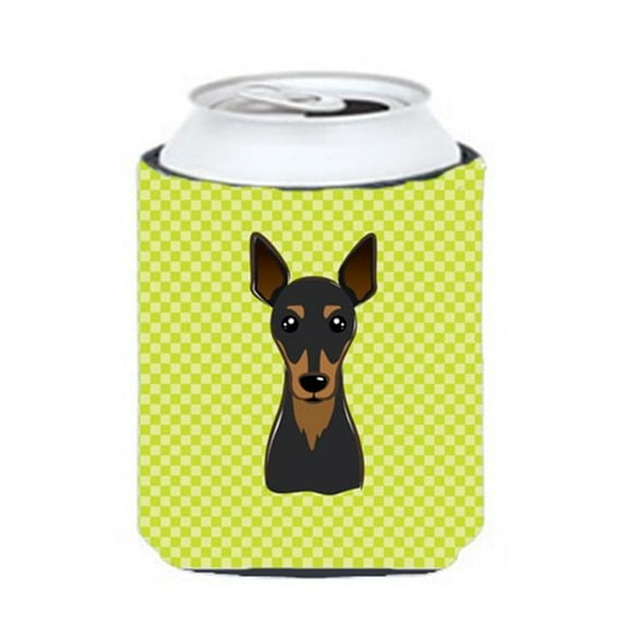 Checkerboard Lime Green Min Pin Can Or Bottle Hugger, 12 Oz.