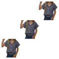 thumbnail image 4 of Minnieouse Camisa de mujer Blusa casual de manga corta con cuello en V con bolsillo Trabajo Playa Vacaciones Verano Top Ropa Accesorios Gris S Gris S 3piezas Minnieouse CBP234834, 4 of 6