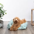 thumbnail image 4 of Jessica Simpson Medium Quilted Canvas Cuddler Dog Bed, Pooch Stripes, Aqua, 4 of 4