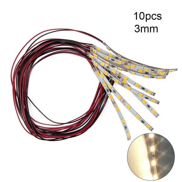 LEFU Bande Lumineuse LED Pré-Câblée Blanche 6 LEDs Flexible 12V-18V AC/DC Compatible pour Modèles Chemins de Fer Maisons de Poupées Miniatures Angle de Vision 120° Câble 20cm Lot de 10