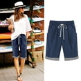 thumbnail image 2 of TaTaai Women Summer Casual Knee Length Shorts Daily Street Wear Ladies Vacation Fitness Outings Soft Stretchy Non-See-Through Machine Washable Stylish Bottoms Gift, 2 of 6