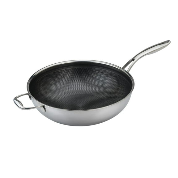 Black Cube Quick Release Stainless Steel 12.5" Wok, Oven-Safe Cookware