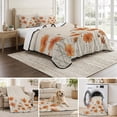 thumbnail image 6 of Full Quilt Set 78''x90'', Orange Spring Floral Lightweight Summer Bedspread Coverlet Set with 2 Pillow Shams, Summer Botanical Rustic Daisy Breathable All Season Quilt Bedding for Bedroom/Guest Room, 6 of 9