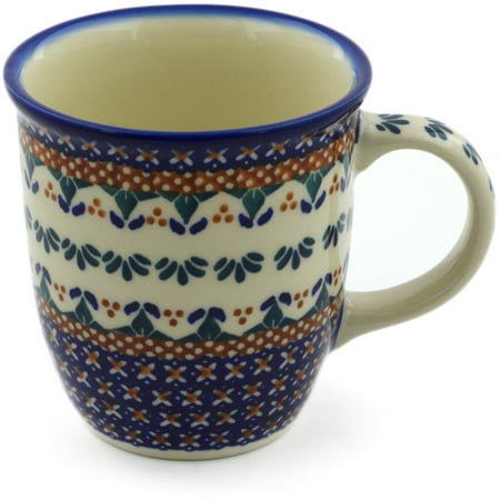 Polish Pottery Turquoise Polish Pottery 15 oz Mug (Blue Cress Theme) Hand Painted in Boleslawiec, Poland + Certificate of Authenticity ()