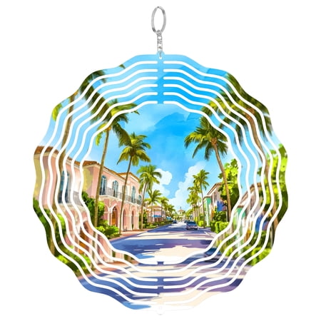 Palm Beach Florida Luxury 3D Wind Spinner Stainless Steel Hanging Ornament Garden Decor Gift For Mom