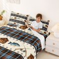 thumbnail image 4 of Manfei Rustic Cabin Queen Sheets, Fishing Plaid Queen Sheet Sets, Blue Cream, 4 Pieces, 1 Flat Sheet, 1 Fitted Sheet and 2 Pillowcases, 4 of 6